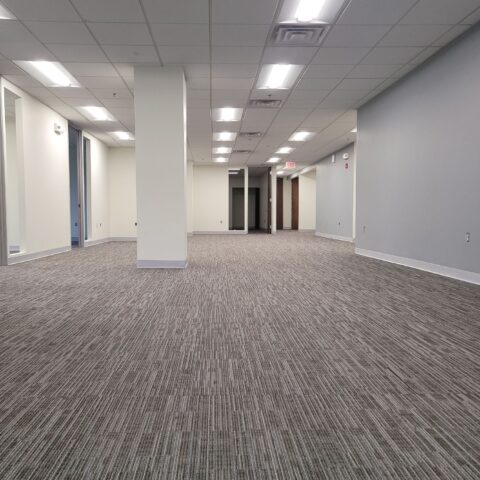 Before and after carpet tile flooring commercial project