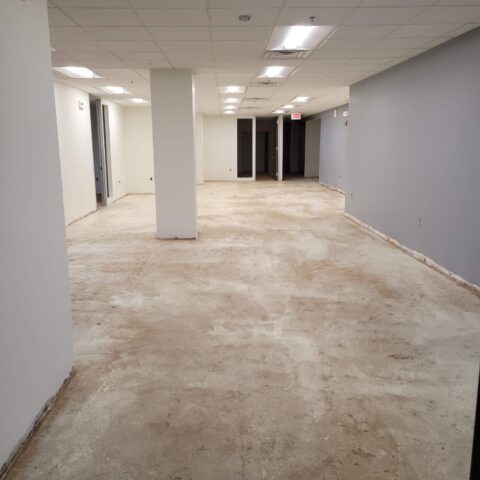 Before and after carpet tile flooring commercial project