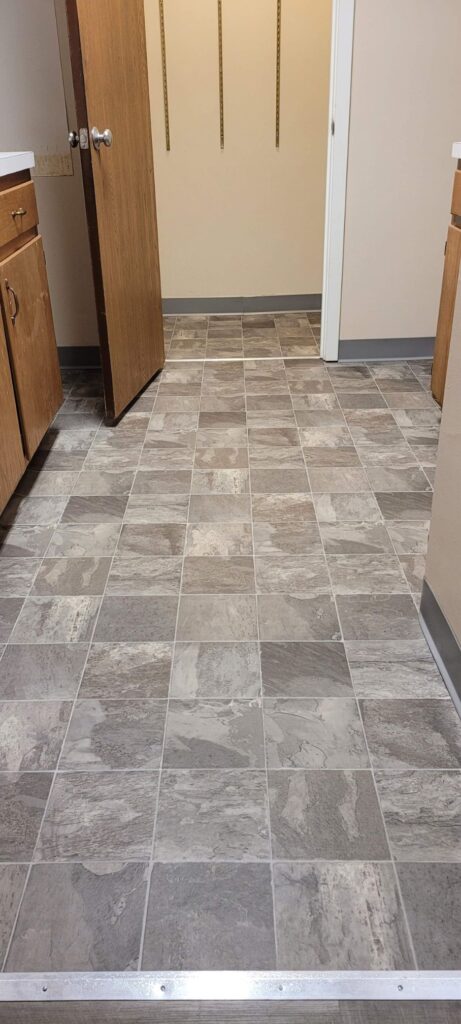 Commercial sheet vinyl flooring installed by DK Flooring Inc